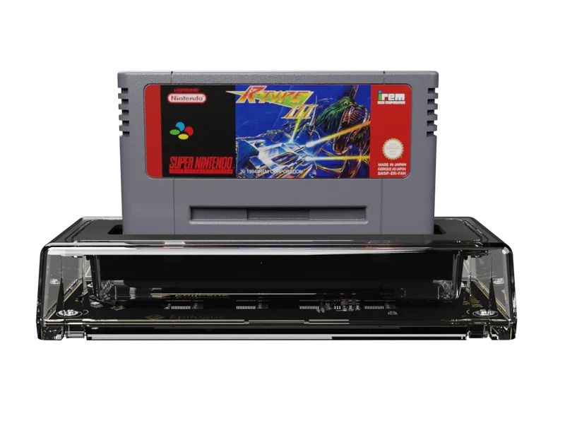 R-Type III SNES cartridge connected to the SN Operator