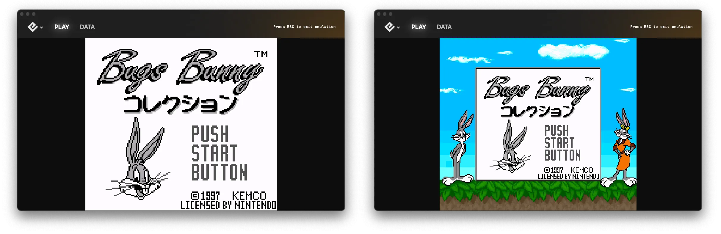 Original DMG palette applied to a game