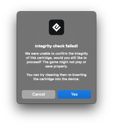 Integrity check failed error in Playback