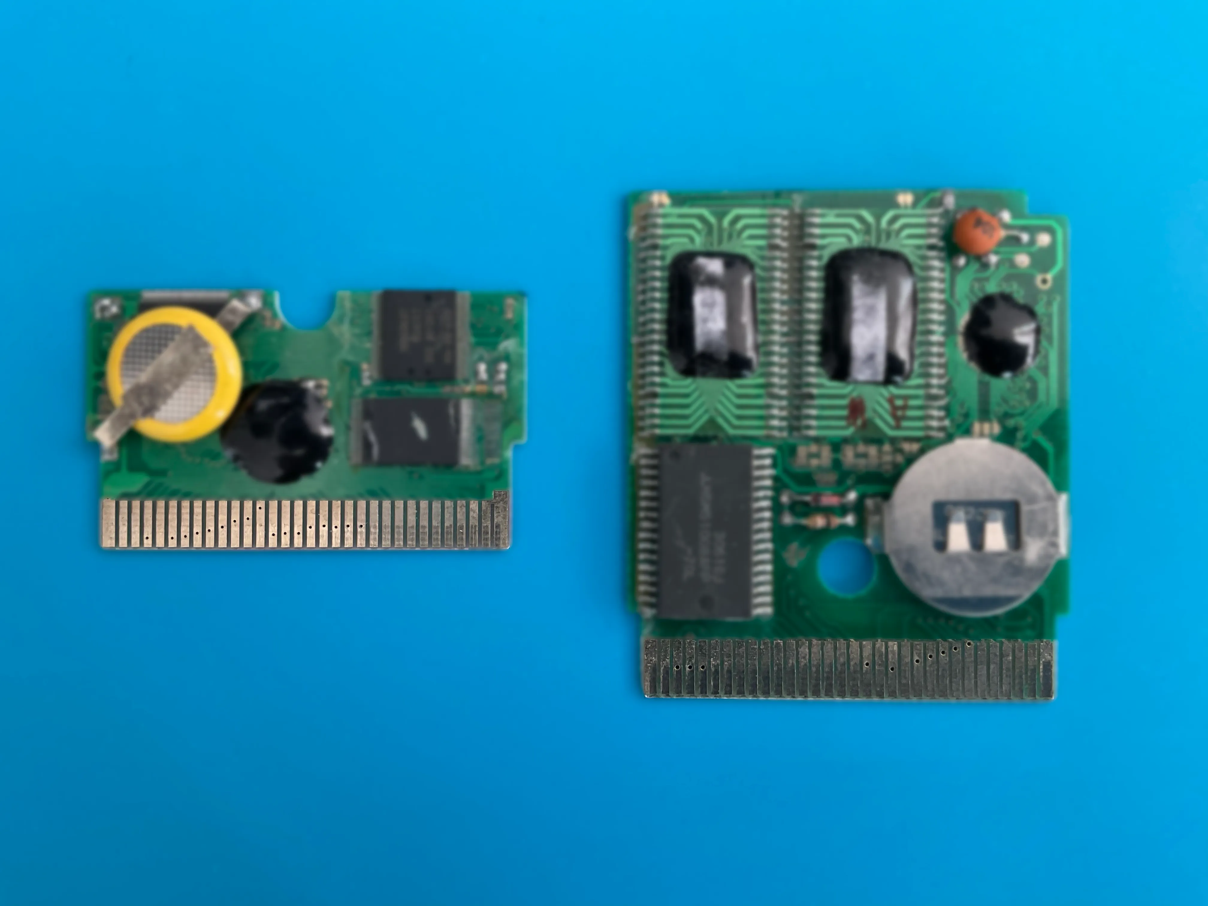 Holes in pins of a fake cartridge