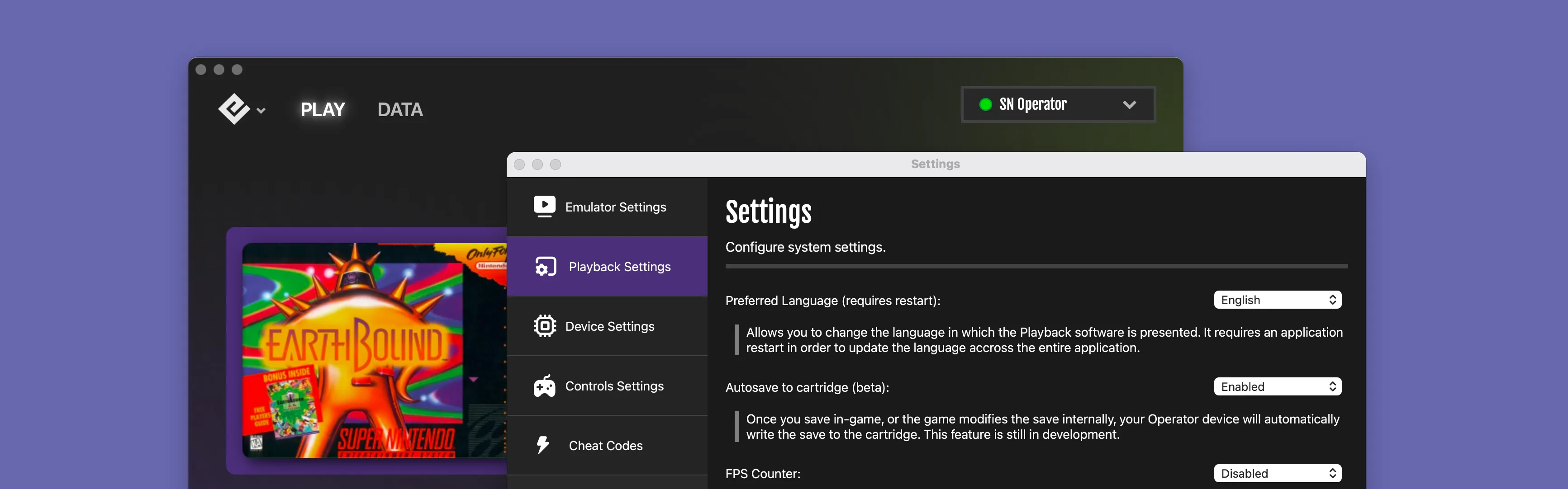 Playback settings