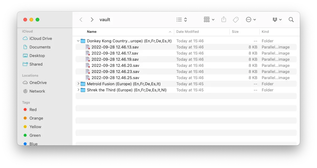 Vault folder structure on disk